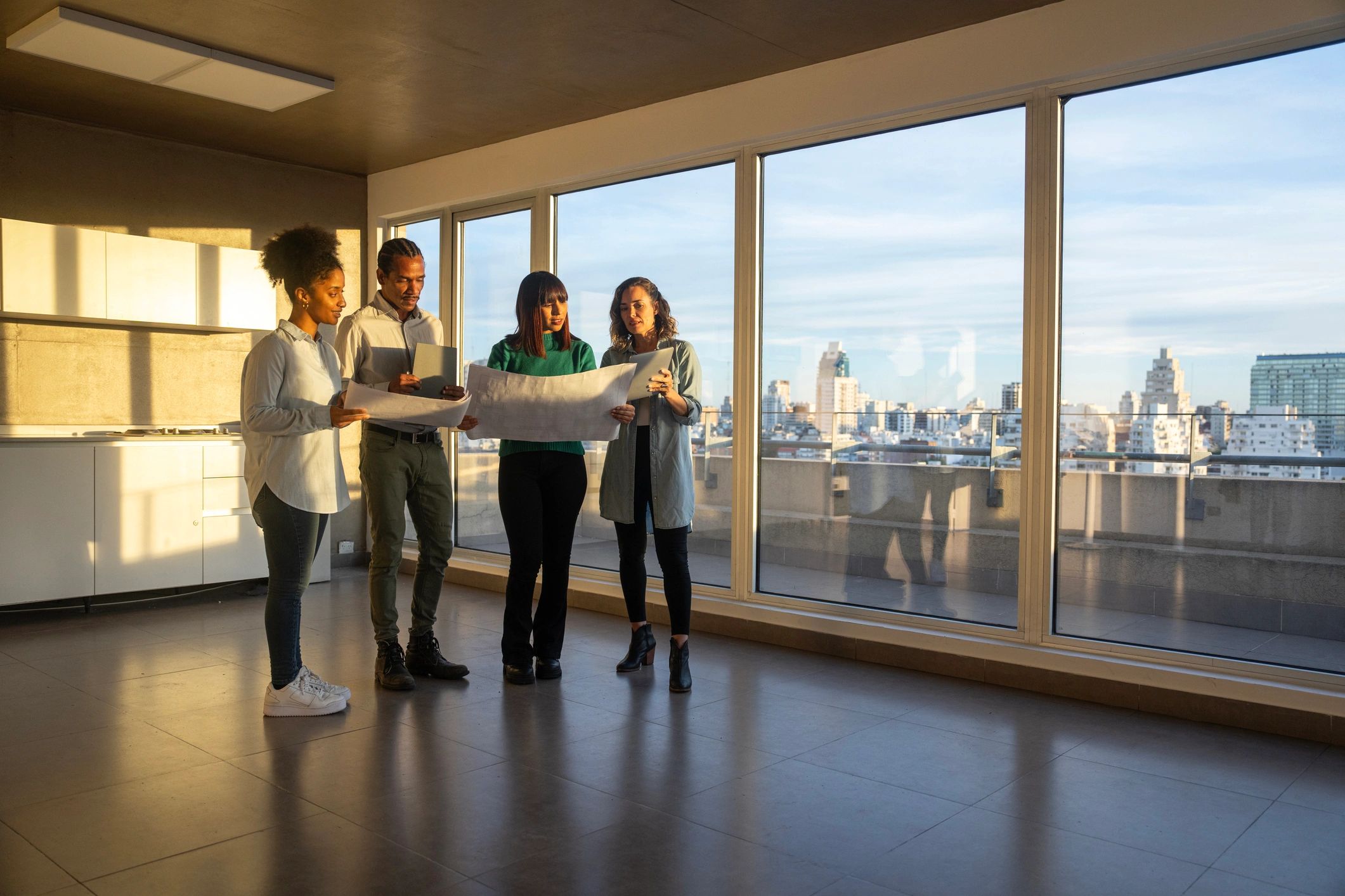 Travel advisors discussing plans with clients