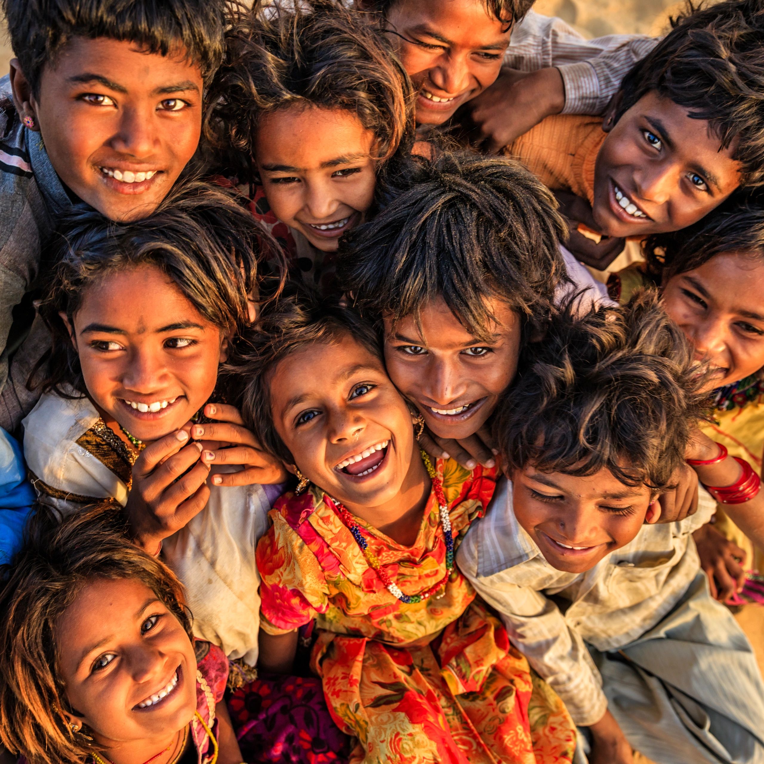Happy travelers in India